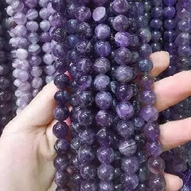 Natural Gemstone Beads Necklace - Handmade Natural Stone Jewelry,Amethyst, Size 8mm/50cm, NO.6 ABC Jewelries